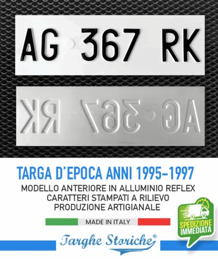 Targa Auto Epoca Anteriore dal 1995-1997 in Alluminio Catarifrangente