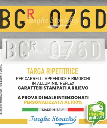 Targa Ripetitrice Catarifrangente con Caratteri in Rilievo Punzonati