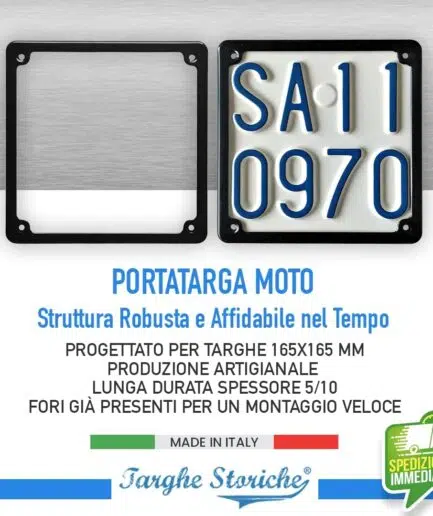 Portatarga Moto Epoca fino al 1997 in Metallo Nero