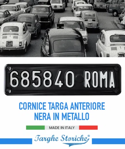 Portatarga per targa anteriore per veicoli fino al 1984 in Metallo Nero