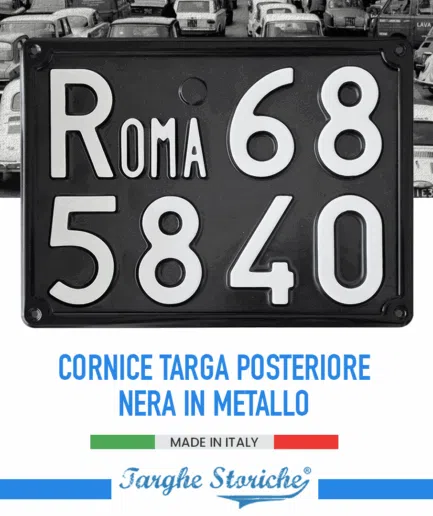 Portatarga per targa posteriore per veicoli dal 1952 al 1975 in Metallo Nero