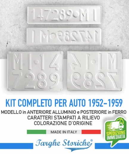 Kit Coppia Targhe per veicoli dal 1952 al 1959