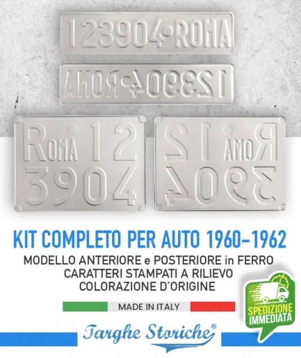 Kit Coppia Targhe per veicoli dal 1960 al 1962 - Ferro