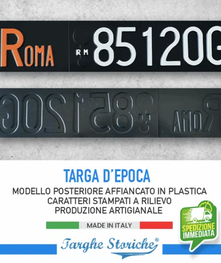 Targa Auto Epoca Posteriore dal 1976 al 1984 in Plastica (Affiancata)