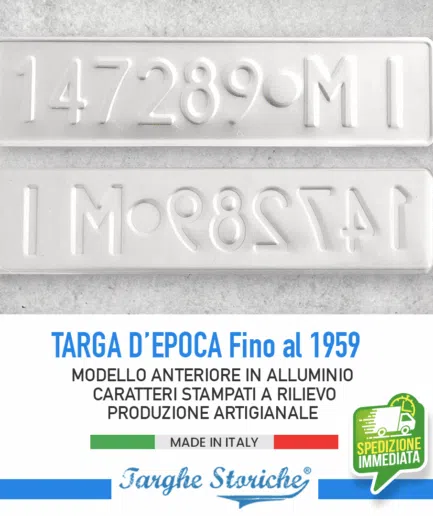 Targa Auto Anteriore per veicoli fino al 1959
