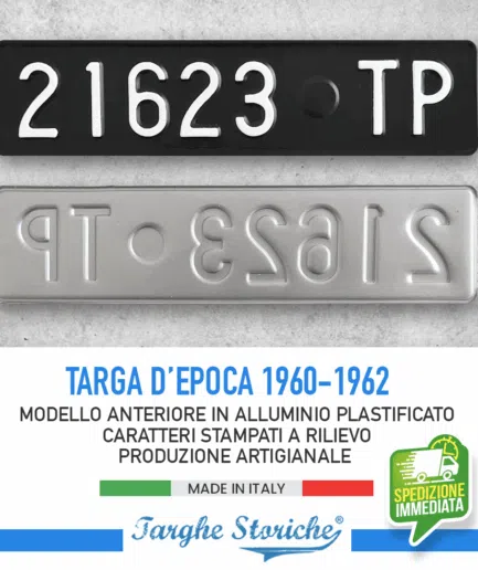 Targa Auto Anteriore per veicoli dal 1960 al 1962