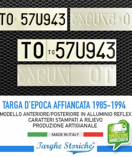 Kit Completo Targa Auto Posteriore e Anteriore dal 1985 al 1994 (Affiancata) - Antichizzata