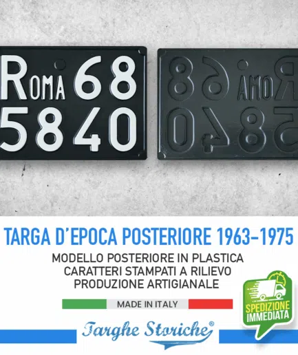Targa Auto Epoca Posteriore dal 1963 al 1975 in Plastica