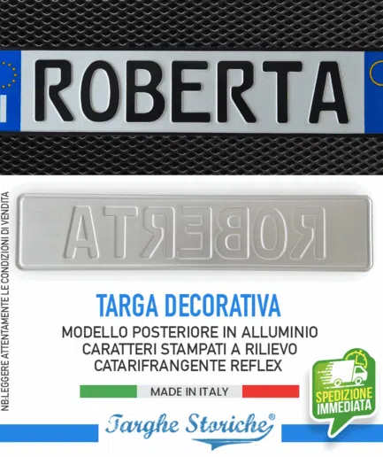 Targa Auto Posteriore Replica con caratteri Tedeschi in Rilievo Punzonati