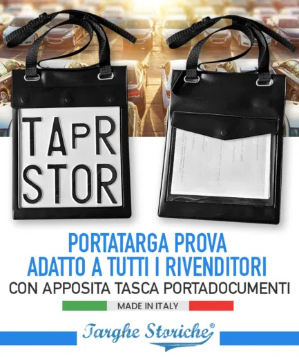 Portatarga per targa prova con sacca portadocumenti